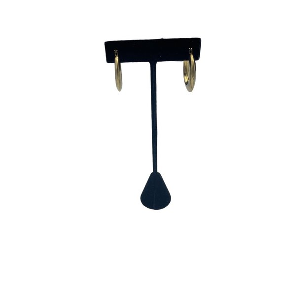 Napier Chunky Large Hollow Hoop Earrings Lightweight Tube Hoops Gold tone - Picture 4 of 6